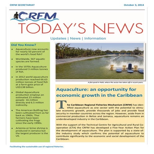 CRFM Aquaculture Newsletter - Envi  Sci Unit2