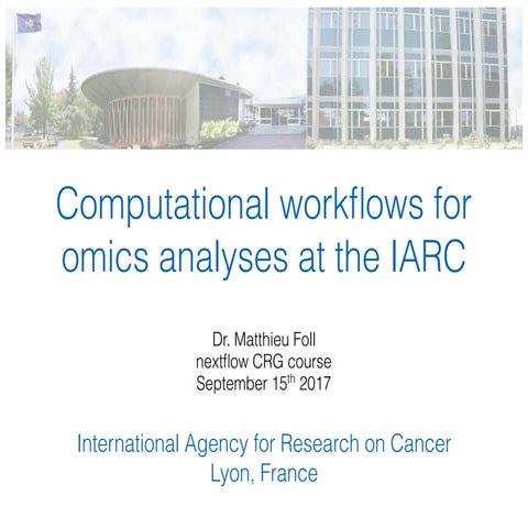 Computational workflows for omics analyses at the IARC