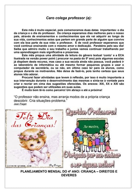 Criança direito e deveres 4º ano