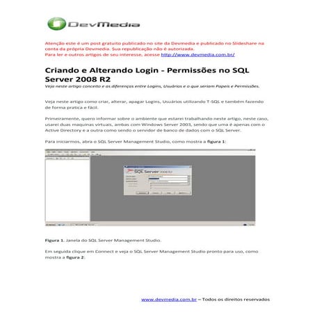 Criando e alterando login - permissões no SQL Server 2008 R2 | PDF