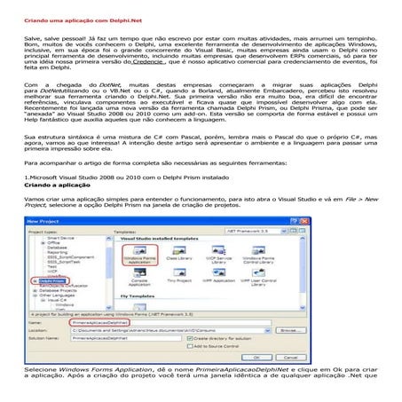 Criando uma aplicação com delphi