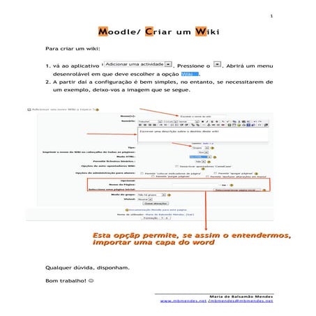Criar Wiki no moodle