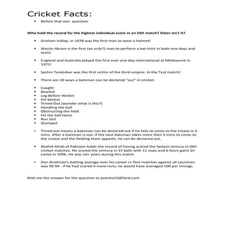 Cricket facts