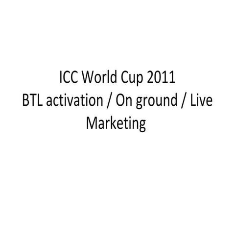 Cricket marketing in india ( Activation & BTL )