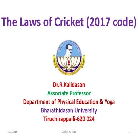 The Laws of Cricket (2017 code) | PPTX