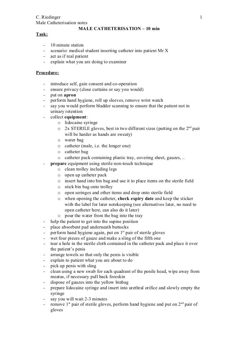 Osce Catheterisation Protocol