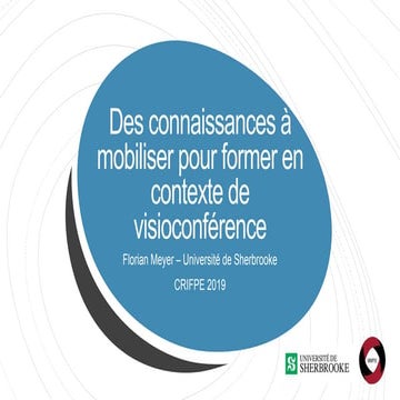 Des connaissances à mobiliser pour former en contexte de visioconférence 