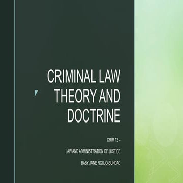 CRIMINAL LAW THEORY AND DOCTRINE
