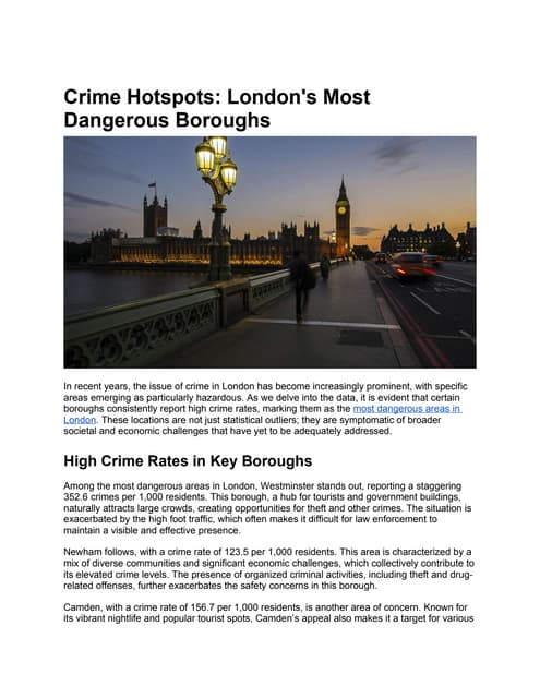 Crime Hotspots London S Most Dangerous Boroughs Pdf Crime Hotspots London S Most Dangerous Boroughs Pdf