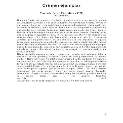 Crimen ejemplar elementos