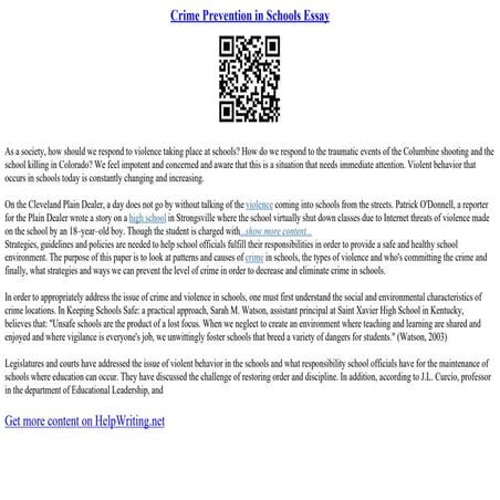 Crime Prevention In Schools Essay