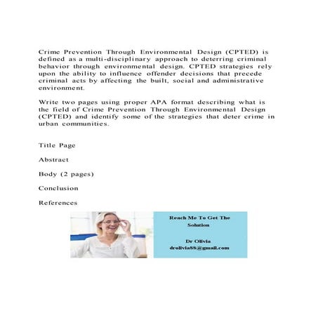 Crime Prevention Through Environmental Design (CPTED) is defined | DOCX