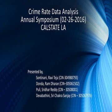 Crime rate data analysis in Los Angeles | PPTX | Databases | Computer ...