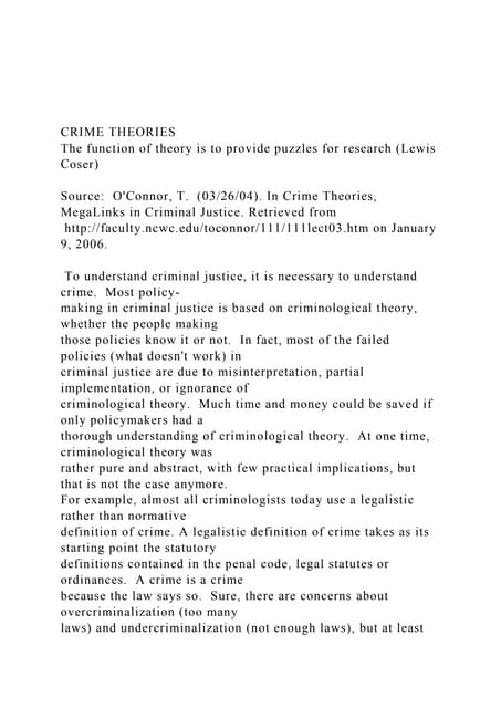 CRIME THEORIES The function of theory is to provide puzzles .docx