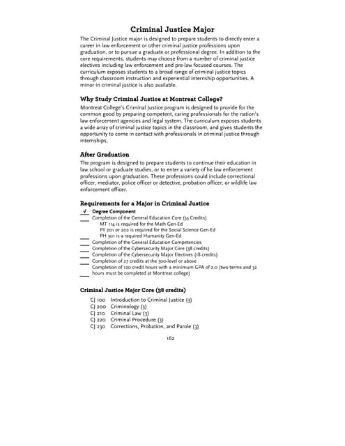 Sjsu Criminal Justice Major Requirements Criminal justice major montreat college | PDF