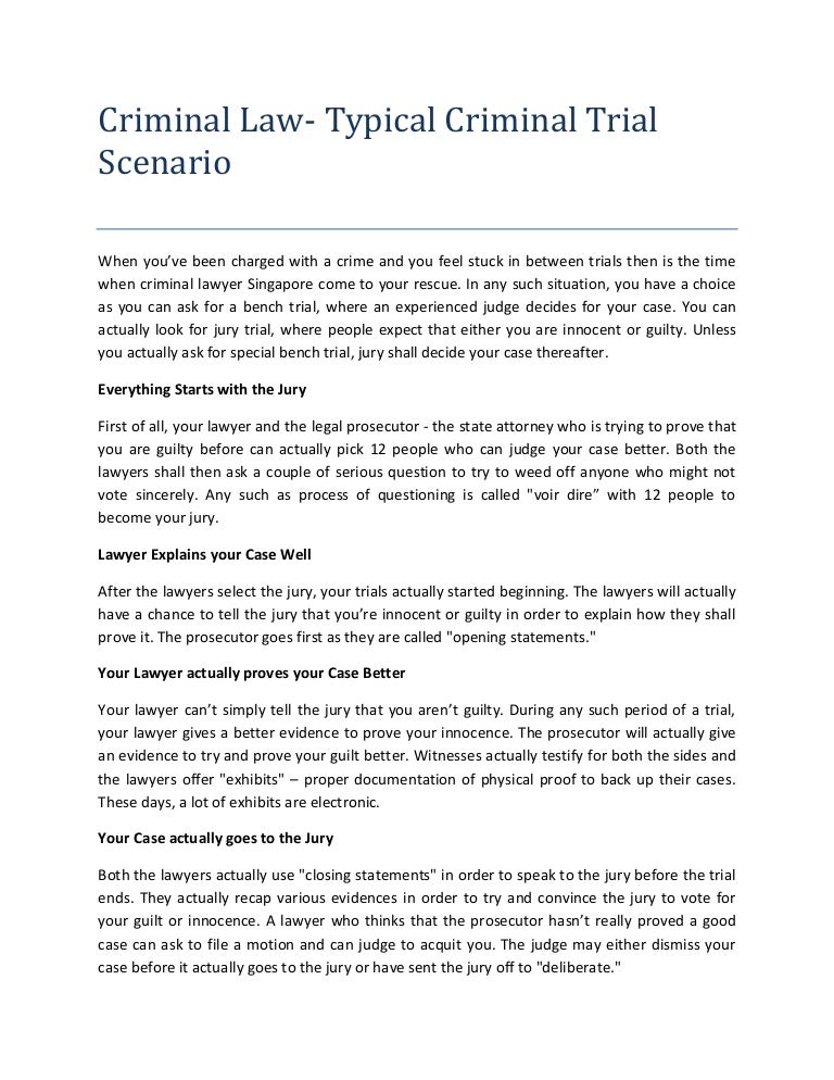 Criminal Law Typical Criminal Trial Scenario