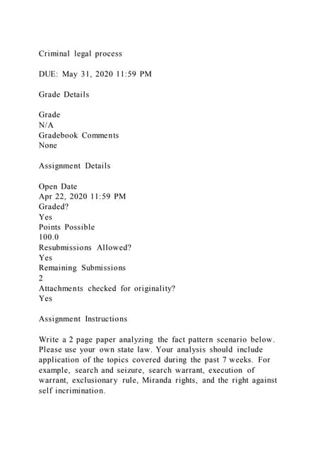 Criminal Investigation – Week 6 Assignment 1Compare and cont | DOCX