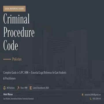 Comprehensive Legal Reference Guide to Pakistan's Criminal Procedure ...