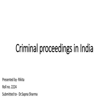 criminal proceedings in india 