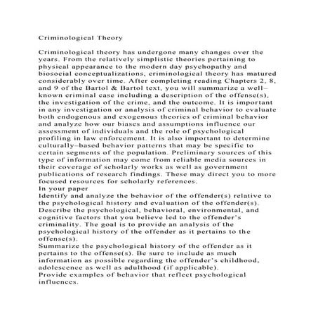 Criminological TheoryCriminological theory has undergone many ch.docx