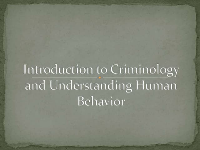 A Simple Introduction to Criminology