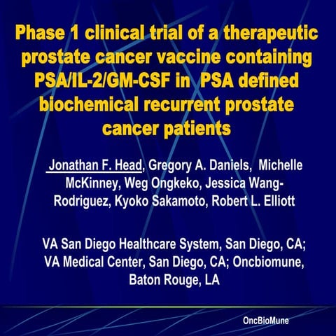 OncBioMune Presentation Phase 1 Prostate Cancer Trial