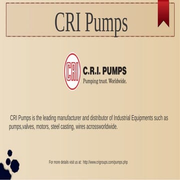 Pumps Manufacturers | CRI