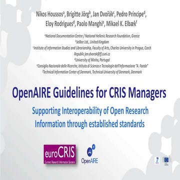 OpenAIRE guidelines for CRIS managers : supporting interoperability of open r...