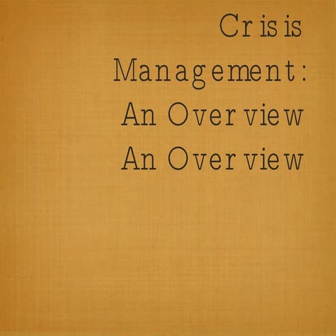 Crisis Management