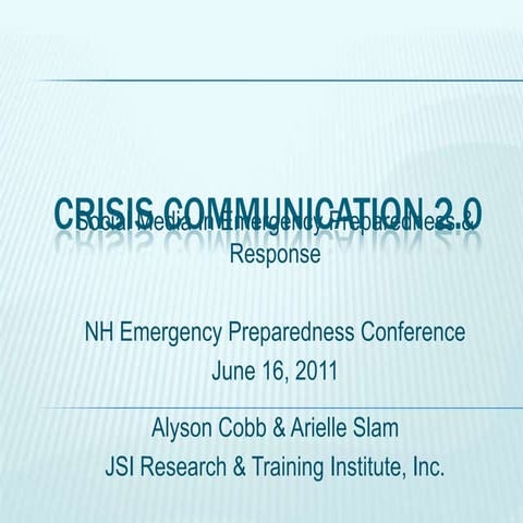 Crisis Communication 2.0: Social Media in Emergency Preparedness and Response