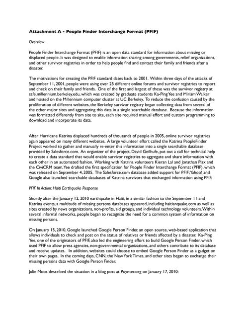 CrisisCommons Congressional Testimony - Statement of the Record Attachments