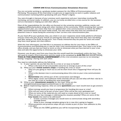 Crisis Communication Simulation Exercise [Freberg]