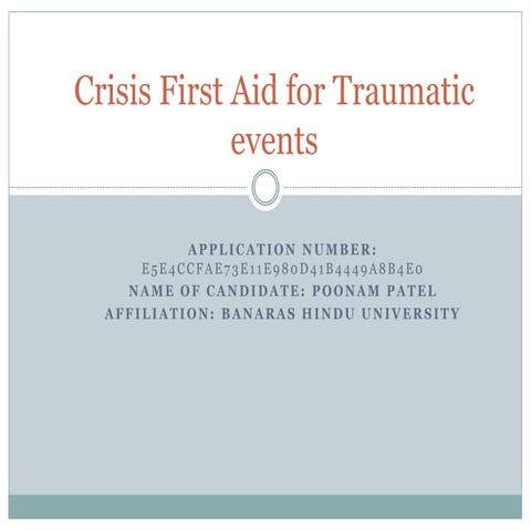 Crisis first aid for traumatic events 