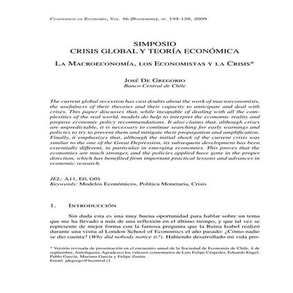 Crisis Global Y Teoria EconóMica