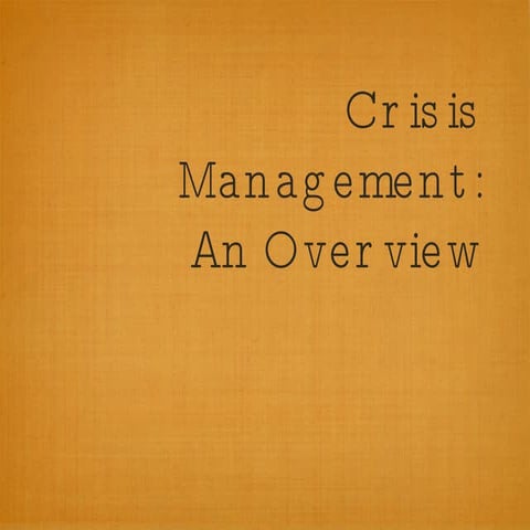 Crisis Management