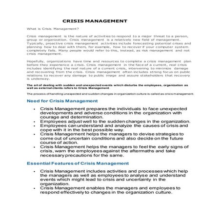 Project Management Crisis Planning | PPTX