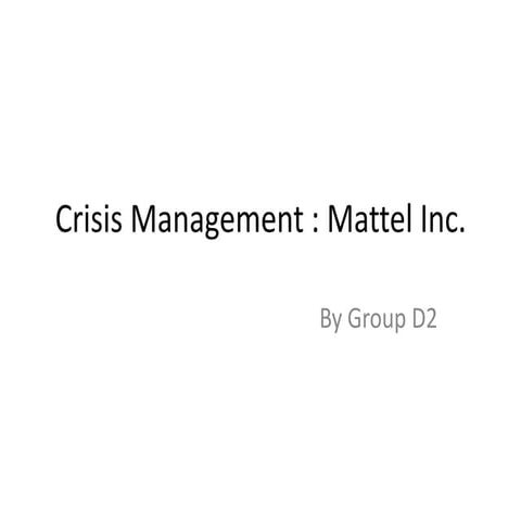 Crisis Management Mattel Inc