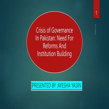crisis of governance in pakistan and their aspects | PPTX