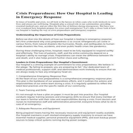 Healthcare Emergency Response Training Best Practices Procedures and ...