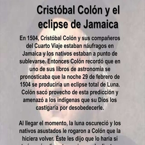 Cristóbal colón y el eclipse de jamaica