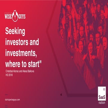 Cristobal Alonso. Alexandra Balkova. "How to approach early stage investments...