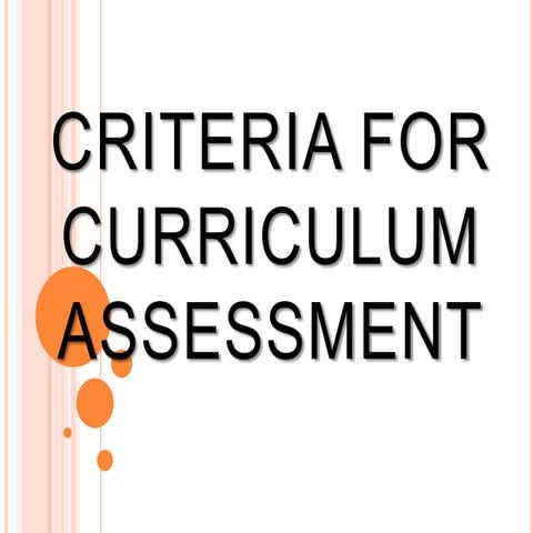 Criteria for curriculum assessment