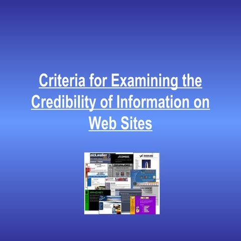 Criteria for examining the credibility of information on