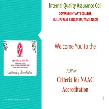 Criteria for NAAC Accreditation