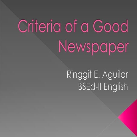 Criteria of a good newspaper