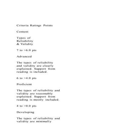 Criteria Ratings PointsContentTypes ofReliability& | DOCX