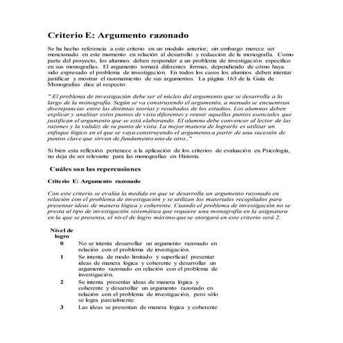 Criterio e argumento razonado | DOCX