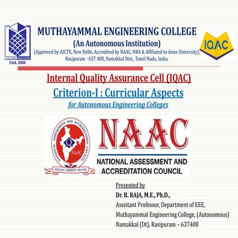 NAAC (Criterion-I : Curricular Aspects  for Autonomous Engineering Colleges)