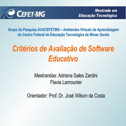 Criterios De Avaliacao de software educativo