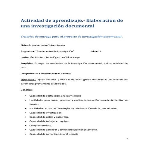 Criterios de entrega y evaluación del proyecto documental fundamentos de investigación